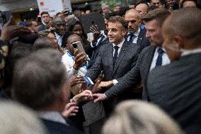 Emmanuel Macron inaugurates FrancoTech trade fair at Station F - Paris