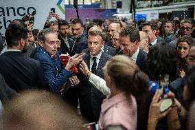 Emmanuel Macron inaugurates FrancoTech trade fair at Station F - Paris