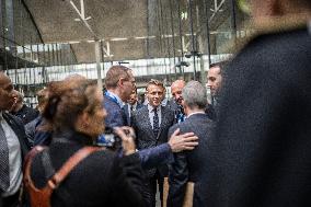 Emmanuel Macron inaugurates FrancoTech trade fair at Station F - Paris