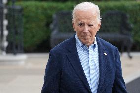 President Biden Takes Questions From The Press About Israel And Iran As He Boards Marine One.