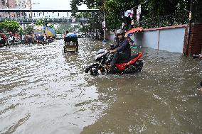 Waterlogged Streets Caused Heavy Rainfall In Dhaka, Bangladesh