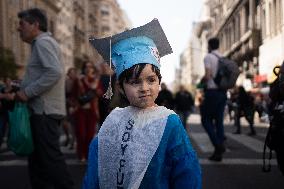 March From The National Congress To The Plaza De Mayo Against The Veto Of The University Budget Announced By President Javier Mi