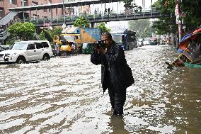 Waterlogged Streets Caused Heavy Rainfall In Dhaka, Bangladesh