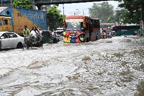 Waterlogged Streets Caused Heavy Rainfall In Dhaka, Bangladesh