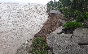 Laltong Village- Water Level Rise In Teesta River