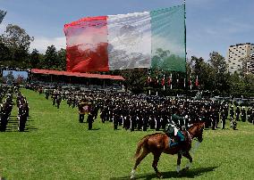 Claudia Sheinbaum, President Of Mexico, Leads Salute Ceremony For Armed Forces And National Guard