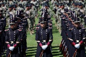 Claudia Sheinbaum, President Of Mexico, Leads Salute Ceremony For Armed Forces And National Guard