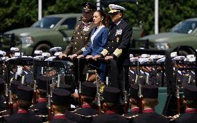 Claudia Sheinbaum, President Of Mexico, Leads Salute Ceremony For Armed Forces And National Guard