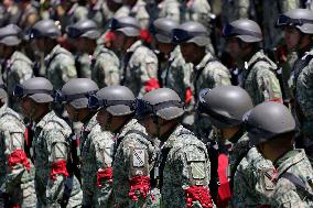 Claudia Sheinbaum, President Of Mexico, Leads Salute Ceremony For Armed Forces And National Guard