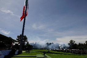 Claudia Sheinbaum, President Of Mexico, Leads Salute Ceremony For Armed Forces And National Guard