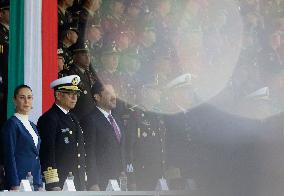 Claudia Sheinbaum, President Of Mexico, Leads Salute Ceremony For Armed Forces And National Guard