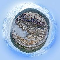 Tourists Visit The Hukou Waterfall - China