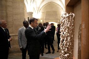 President Macron At Revelation ! Art Contemporain Du Benin Exhibition Opening - Paris