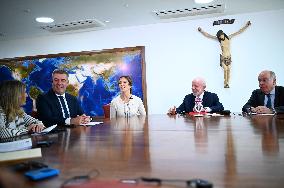 Brazil's President Luiz Inácio Lula Da Silva Receives Queen Mary Of Denmark