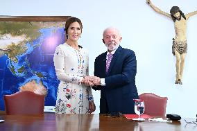 Brazil's President Luiz Inácio Lula Da Silva Receives Queen Mary Of Denmark