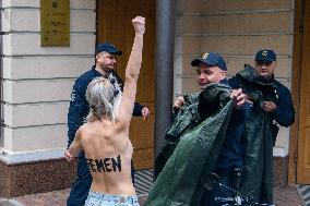 Members Of The FEMEN Ukraine Group Staged A Protest In Front Of The Iranian Embassy In Kyiv