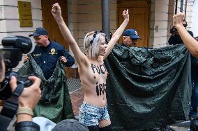 Members Of The FEMEN Ukraine Group Staged A Protest In Front Of The Iranian Embassy In Kyiv