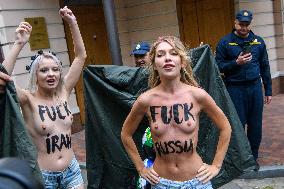 Members Of The FEMEN Ukraine Group Staged A Protest In Front Of The Iranian Embassy In Kyiv