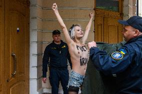 Members Of The FEMEN Ukraine Group Staged A Protest In Front Of The Iranian Embassy In Kyiv