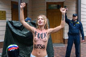 Members Of The FEMEN Ukraine Group Staged A Protest In Front Of The Iranian Embassy In Kyiv