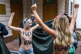 Members Of The FEMEN Ukraine Group Staged A Protest In Front Of The Iranian Embassy In Kyiv