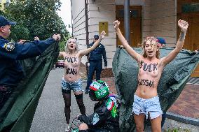 Members Of The FEMEN Ukraine Group Staged A Protest In Front Of The Iranian Embassy In Kyiv