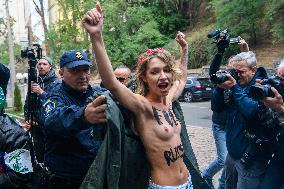 Members Of The FEMEN Ukraine Group Staged A Protest In Front Of The Iranian Embassy In Kyiv