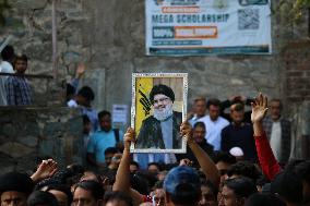 Protests In Kashmir After Hezbollah Leader Hassan Nasrallah Killed