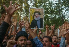 Protests In Kashmir After Hezbollah Leader Hassan Nasrallah Killed