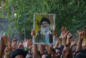 Protests In Kashmir After Hezbollah Leader Hassan Nasrallah Killed