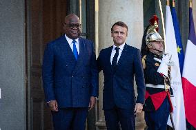 Emmanuel Macron Welcomes Congo's President Félix Tshisekedi At The Elysée Palace