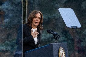 Kamala Harris Holds Campaign Rally At Ripon College In Ripon, Wisconsin.