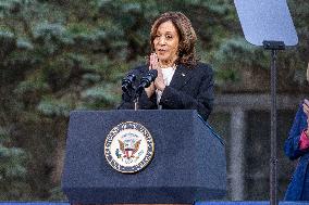 Kamala Harris Holds Campaign Rally At Ripon College In Ripon, Wisconsin.