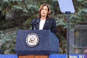 Kamala Harris Holds Campaign Rally At Ripon College In Ripon, Wisconsin.