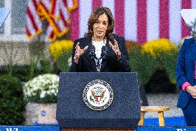 Kamala Harris Holds Campaign Rally At Ripon College In Ripon, Wisconsin.