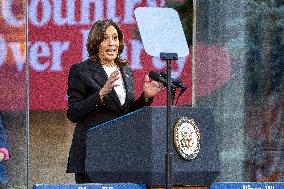 Kamala Harris Holds Campaign Rally At Ripon College In Ripon, Wisconsin.