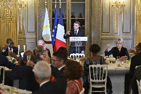 Emmanuel Macron at dinner to 19th Francophonie Summit - Paris