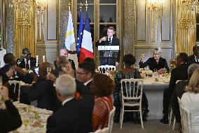 Emmanuel Macron at dinner to 19th Francophonie Summit - Paris