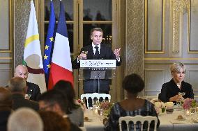 Emmanuel Macron at dinner to 19th Francophonie Summit - Paris