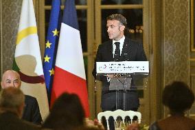 Emmanuel Macron at dinner to 19th Francophonie Summit - Paris