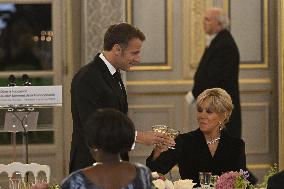 Emmanuel Macron at dinner to 19th Francophonie Summit - Paris