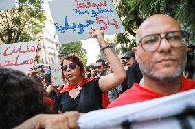 Protest Against Violations Of Democracy In Tunis