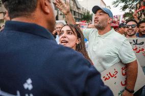 Protest Against Violations Of Democracy In Tunis