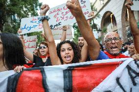 Protest Against Violations Of Democracy In Tunis