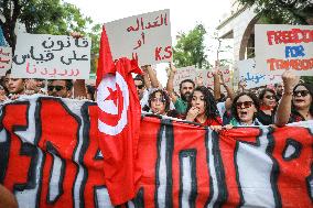 Protest Against Violations Of Democracy In Tunis