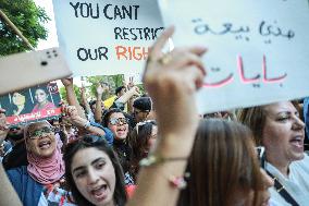 Protest Against Violations Of Democracy In Tunis