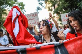 Protest Against Violations Of Democracy In Tunis