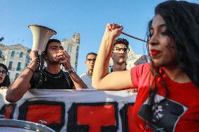 Protest Against Violations Of Democracy In Tunis