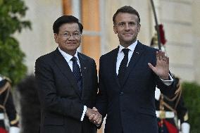 Emmanuel Macron Receives President of Laos - Paris