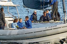 King Juan Carlos, Infanta Elena And Laurence Debray At Marina - Spain